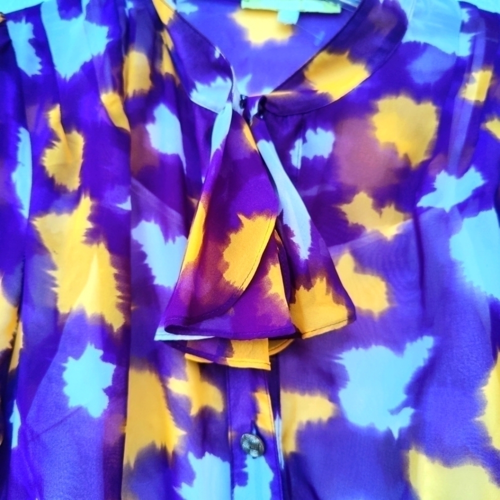 Gianni Bini Shear Chiffon Mini Dress. Bow Tie Neck detail, Lined, size S. - Picture 2 of 12